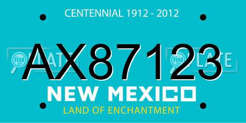 AX87123 New Mexico License Plate