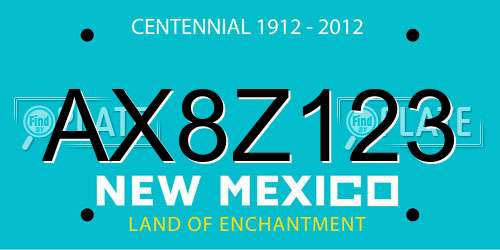 AX8Z123 New Mexico License Plate
