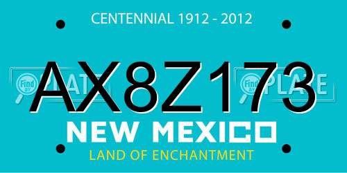 AX8Z173 New Mexico License Plate