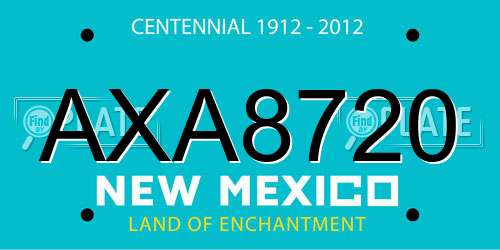 AXA8720 New Mexico License Plate