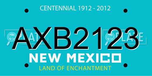 AXB2123 New Mexico License Plate