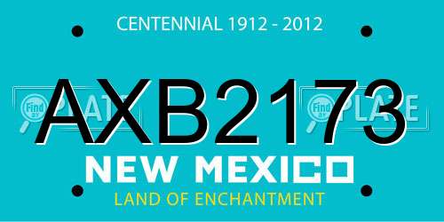 AXB2173 New Mexico License Plate