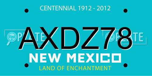 AXDZ78 New Mexico License Plate