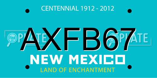 AXFB67 New Mexico License Plate