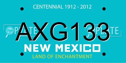 AXG133 New Mexico License Plate
