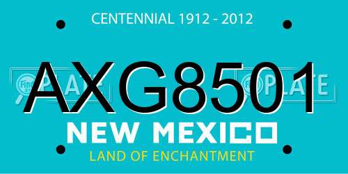 AXG8501 New Mexico License Plate
