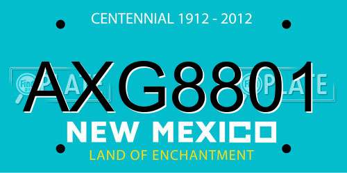 AXG8801 New Mexico License Plate