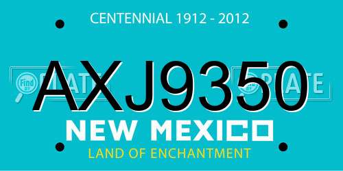 AXJ9350 New Mexico License Plate