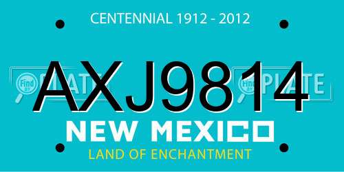 AXJ9814 New Mexico License Plate