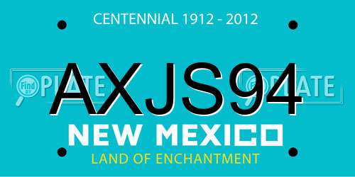 AXJS94 New Mexico License Plate