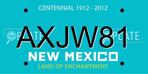 AXJW81 New Mexico License Plate