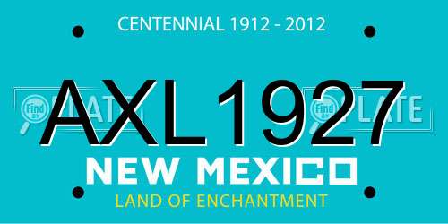 AXL1927 New Mexico License Plate