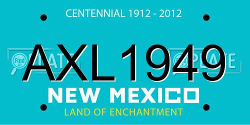 AXL1949 New Mexico License Plate
