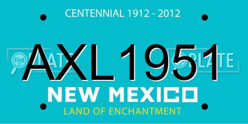 AXL1951 New Mexico License Plate