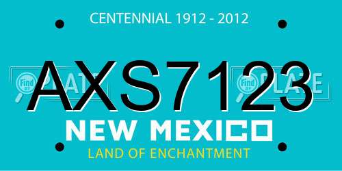 AXS7123 New Mexico License Plate