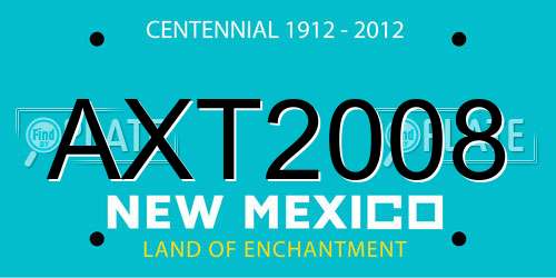 AXT2008 New Mexico License Plate