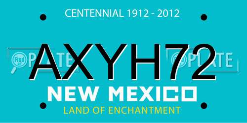 AXYH72 New Mexico License Plate