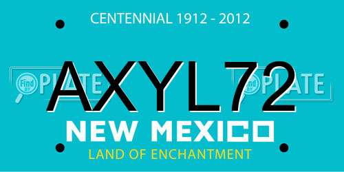 AXYL72 New Mexico License Plate