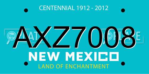 AXZ7008 New Mexico License Plate