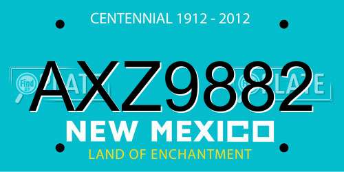 AXZ9882 New Mexico License Plate