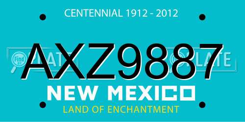 AXZ9887 New Mexico License Plate