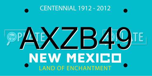 AXZB49 New Mexico License Plate