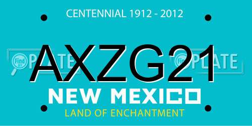 AXZG21 New Mexico License Plate