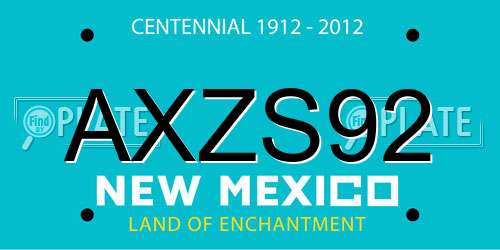 AXZS92 New Mexico License Plate