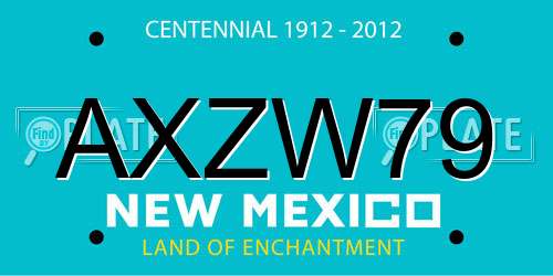 AXZW79 New Mexico License Plate