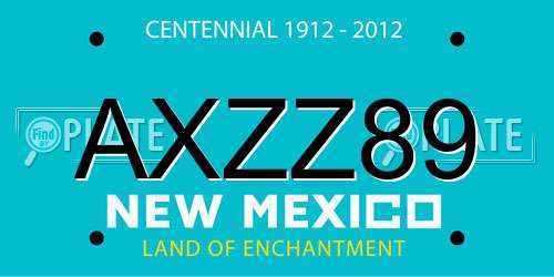 AXZZ89 New Mexico License Plate