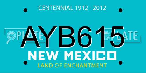 AYB615 New Mexico License Plate