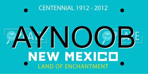 AYNOOB New Mexico License Plate