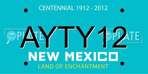 AYTY12 New Mexico License Plate
