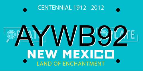 AYWB92 New Mexico License Plate