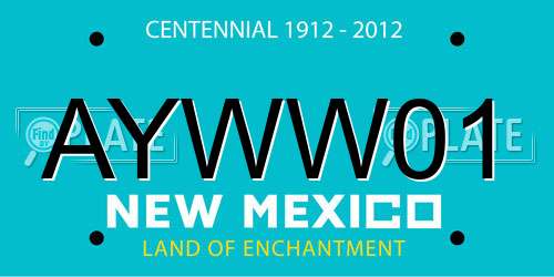 AYWW01 New Mexico License Plate