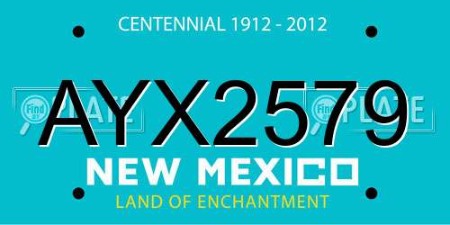 AYX2579 New Mexico License Plate