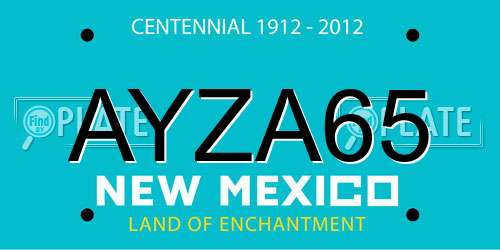 AYZA65 New Mexico License Plate