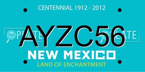 AYZC56 New Mexico License Plate
