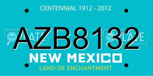 AZB8132 New Mexico License Plate