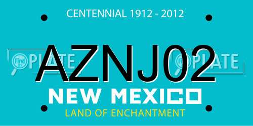 AZNJ02 New Mexico License Plate