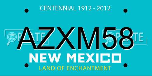 AZXM58 New Mexico License Plate