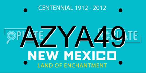 AZYA49 New Mexico License Plate