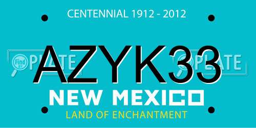 AZYK33 New Mexico License Plate