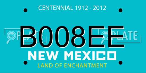 B008EE New Mexico License Plate