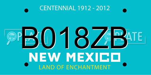 B018ZB New Mexico License Plate