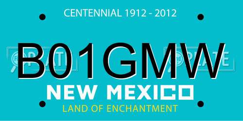B01GMW New Mexico License Plate