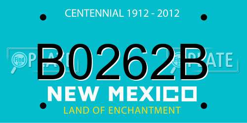 B0262B New Mexico License Plate
