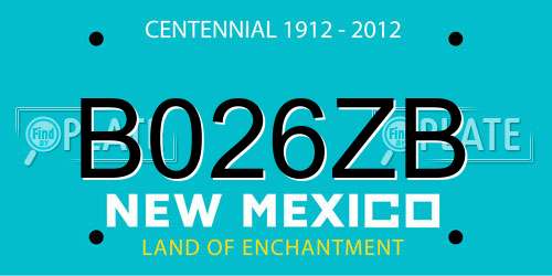 B026ZB New Mexico License Plate