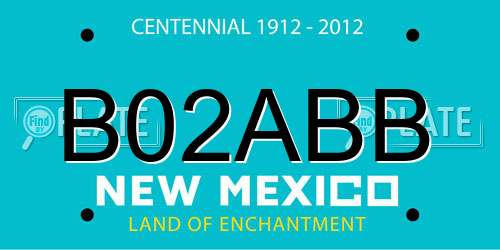 B02ABB New Mexico License Plate