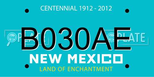B030AE New Mexico License Plate